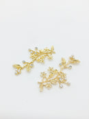 2 x Gold Flower Branch Charms, 50x24mm (3516)