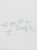 4 x Silver Double Leaf Charms, 17x17mm Silver Plated Metal Leaf Blanks (3515)