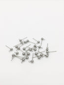 3 pairs x Stainless Steel Ball Earring Studs, 4x11mm (0484)