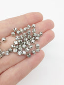 72 x Clear Crystal Sew On Rhinestones in Rhodium Base, 4.3mm, 4mm or 3.7mm (3359)