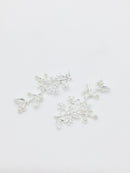 2 x Silver Plated Flower Branch Leaf Charms with Pearls, 50x24mm (3514)