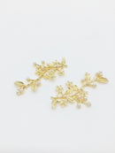 2 x Gold Flower Branch Charms, 50x24mm (3518)