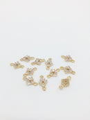 2 x 24K Gold Plated Baguette Cut Cubic Zirconia Jewelry Links, 15x9mm (1573)