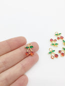 1 x 18K Gold Plated Berry Charm with Cubic Zirconia, 17x12mm (1579)