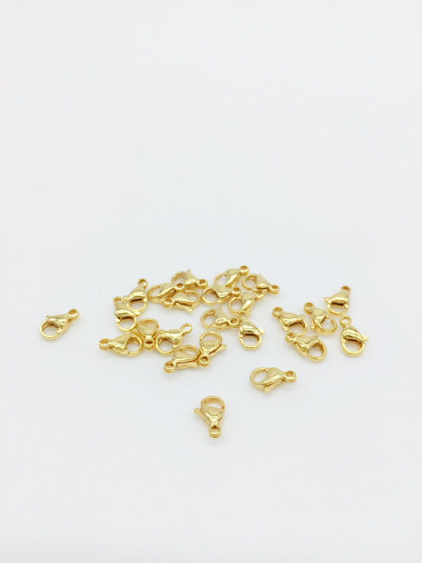 5 x 24K Gold Plated Stainless Steel Lobster Clasps, 9x6mm (SS014)