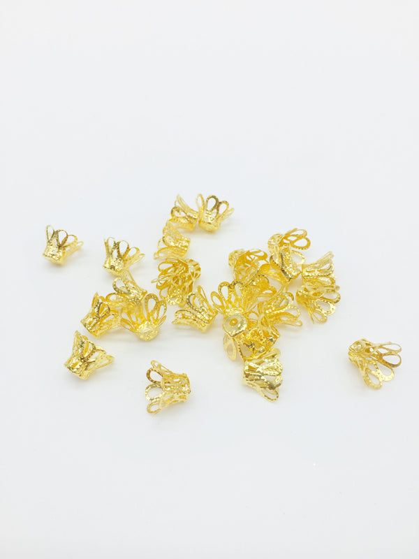 80 x Metal Gold Filigree Flower Bead Caps, 10x12mm (3372)