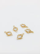 1 x 24K Gold Plated Vintage Style Cubic Zirconia Drop Pendant, 20x12mm (1588)