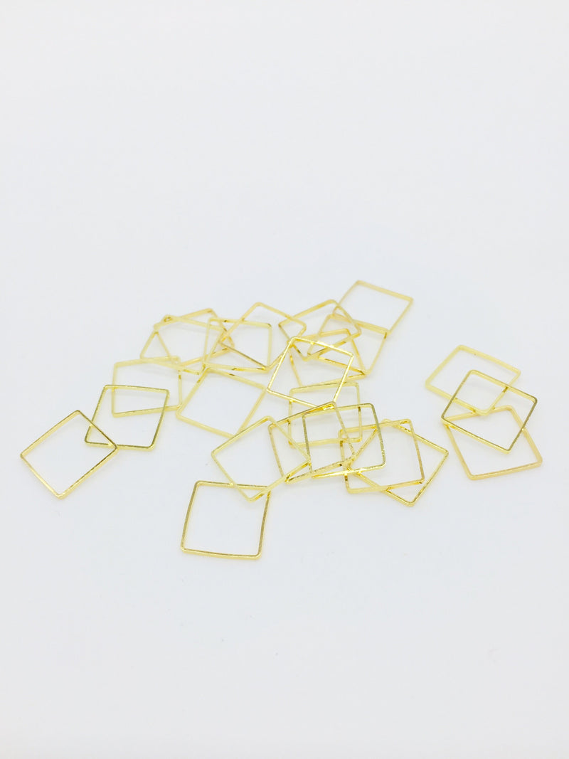 30 x Gold Square Connectors, 12mm Square Brass Linking Rings (3263)