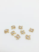 1 x 24K Gold Plated Cubic Zirconia Fan Shaped Jewellery Connector, 13x13mm (1577)