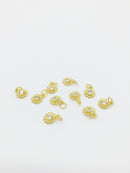 1 x 18K Gold Flower Charms with Cubic Zirconia, 10x8mm (1253)