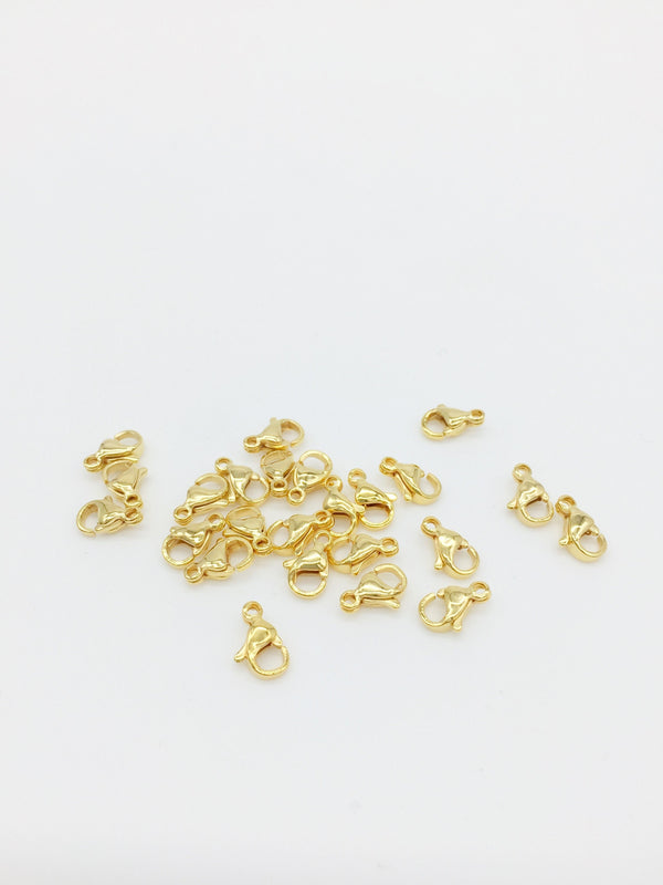 10 x 18K Gold Plated Steel Lobster Clasps, 9x5.5mm (1559)