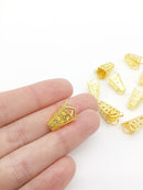 50 x Metal Gold Filigree Flower Bead Caps Conical Shape , 17x10mm (3260)