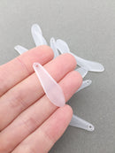 50 x Frosted White Long Petal Charms, 35x10.5mm Lucite Leaves (3374)