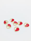 10 x Gold Tone Red Enamel Broken Heart Charms, 15x15mm (1260)