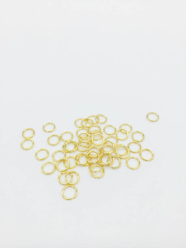 100 x 18K Gold Plated Stainless Steel Open Rings, 6x0.8mm (3849)