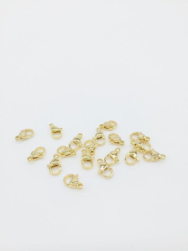 5 x 24K Gold Plated Lobster Clasps, 10x6mm (SS015)