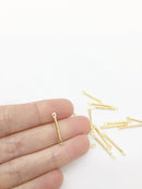 10 x 18K Gold Plated Bar Connectors, 20x1.5mm Stick Jewellery Links (1236)