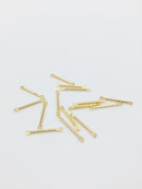 10 x 18K Gold Plated Bar Connectors, 20x1.5mm Stick Jewellery Links (1236)