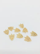 2 x 18K Gold Plated Leopard Head Charms, 15x11.5mm (1233)