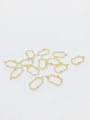 2 x 18K Gold Plated Elongated Hexagon Bezel Pendants, 17x8.5 (1254)