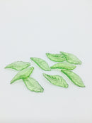 30 x Transparent Green Acrylic Leaf Beads, 10x28mm Green Lucite Leaves