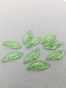 30 x Transparent Green Acrylic Leaf Beads, 10x28mm Green Lucite Leaves