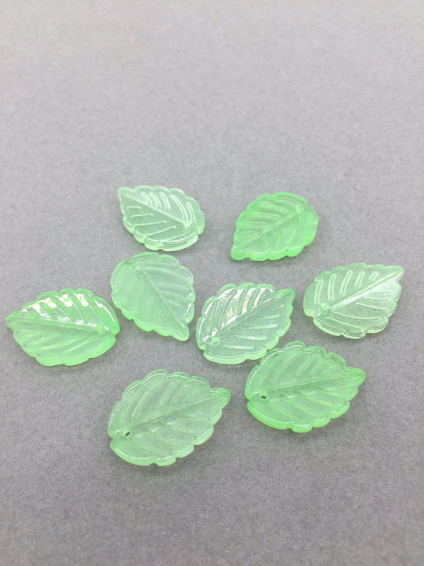10 x Light Green Jade Imitation Leaf Beads, 17x23mm