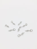 CZ Rhodium Lightning Bolt Charms, 12x4.5mm (1605)