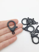 6 x Black Plastic Lobster Clasps, 35x25mm (3454)