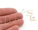 10 pairs x Plain Raw Brass Ear Wire, 14mm Brass Earring Hooks (C0635)