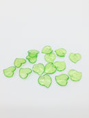 50 x Transparent Green Acrylic Leaf Beads, 15x15mm Green Lucite Leaves