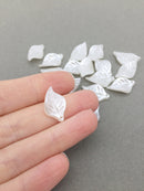 40 x Pearl White Lucite Leaf Beads, 12.5x19.5mm