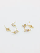 1 pair x 18K Gold Plated Wheat Earring Studs with Cubic Zirconia (1608)
