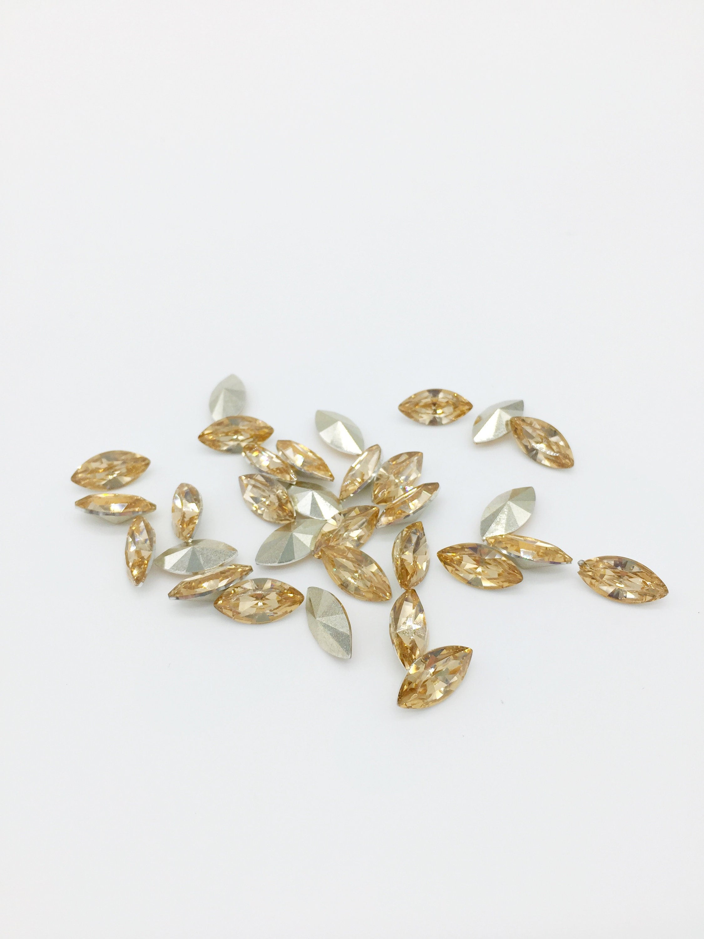 24 x 6x12mm Silk Crystal Navette Rhinestones, Foiled Back (2257)