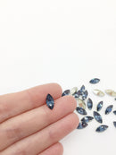 24 x 6x12mm Indian Sapphire Crystal Navette Rhinestones, Foiled Back (2254)