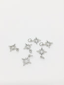 1 x Rhodium Plated Star Charm with Cubic Zirconia, 15x13mm (0304)