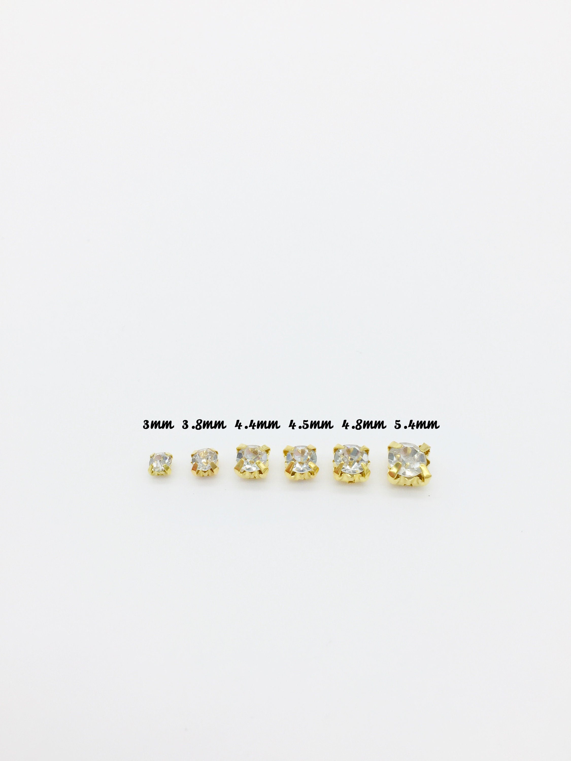 72 x 4.4mm Clear Glass Rhinestones in Gold Sew-On Setting (1825)