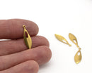 10 x Small Raw Brass Openwork Marquise Pendants, 22x7mm (C0660)