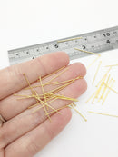 50 x 18K Gold Plated Brass Head Pins, 25x0.7mm (3327)