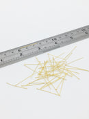 100 x 18K Gold Plated Brass Head Pins, 25x0.5mm  (3328)