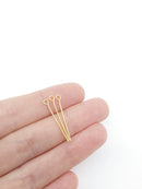 100 x 18K Gold Plated Eye Pins, 25x0.7mm (3330)