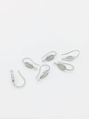 1 pair x Rhodium Plated Cubic Zirconia Leaf Earring Hooks (3354)