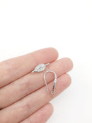 1 pair x Rhodium Plated Cubic Zirconia Leaf Earring Hooks (3354)