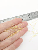 100 x 18K Gold Plated Brass Head Pins, 25x0.5mm  (3328)