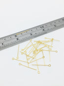 100 x 18K Gold Plated Eye Pins, 25x0.7mm (3330)