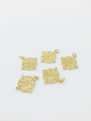 1 x 18K Gold Plated Compass Coin Charm with Cubic Zirconia, 20x18mm (1373)