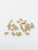 24 x 6x10mm Teardrop Peach Opal Rhinestones in Gold Tone Sew-on Setting (3642)