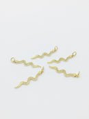 1 x 18K Gold Plated Snake Charms with Cubic Zirconia, 29x6mm (1374)