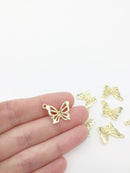 6 x Gold Plated Butterfly Charms, 19x15mm (1391)