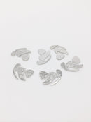 2 x Textured Rhodium Plated Leaf Charms, 21x17mm (2162)